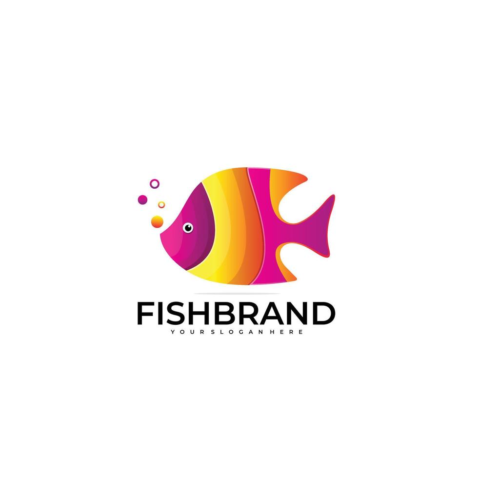 fish logo design gradient color illustration vector