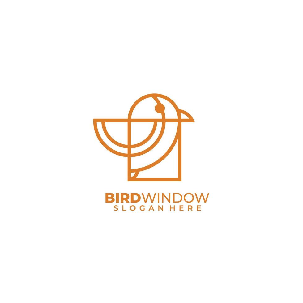 bird line art logo with window design template vector