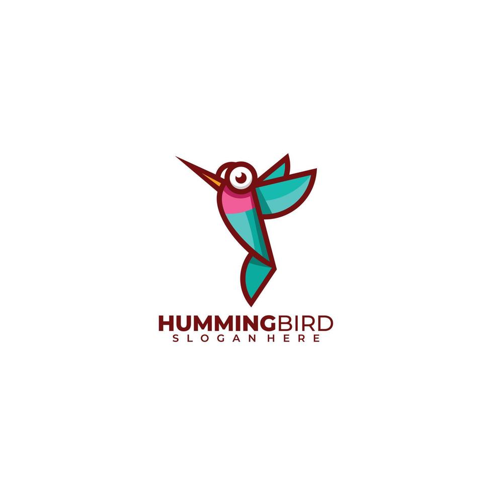 plantilla de mascota de logotipo colorido de diseño de colibrí vector