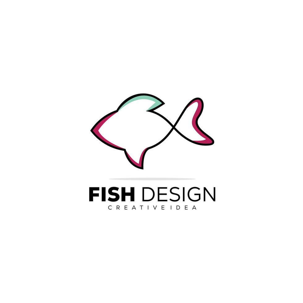 fish line design logo template color illustration vector