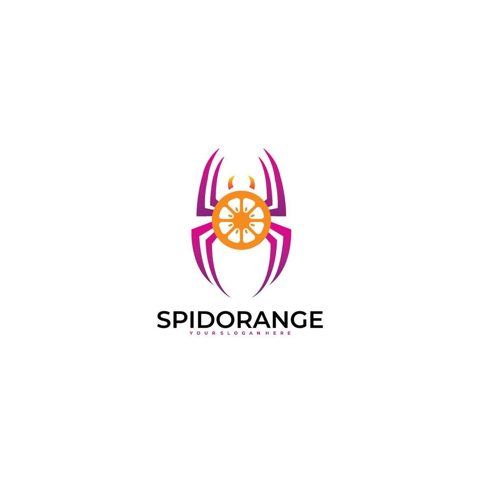 spider logo with orange template color vector