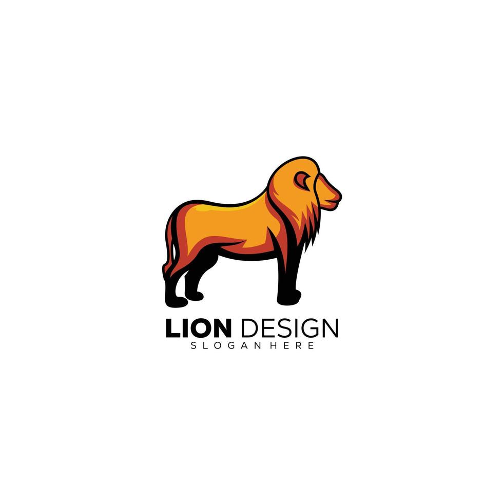 lion design mascot logo template color vector