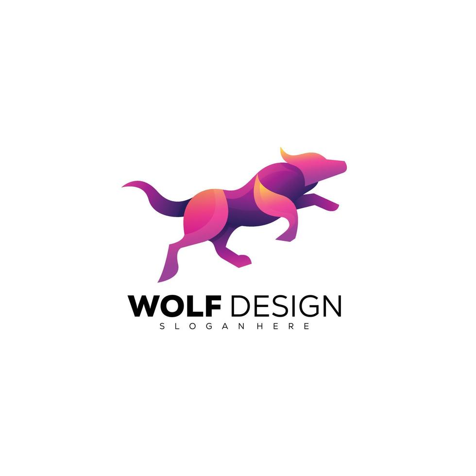 ilustración de logotipo colorido de diseño de lobo vector