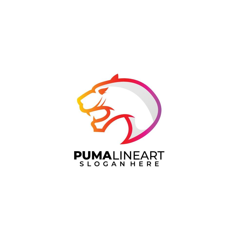 puma line art logo gradient color design template vector