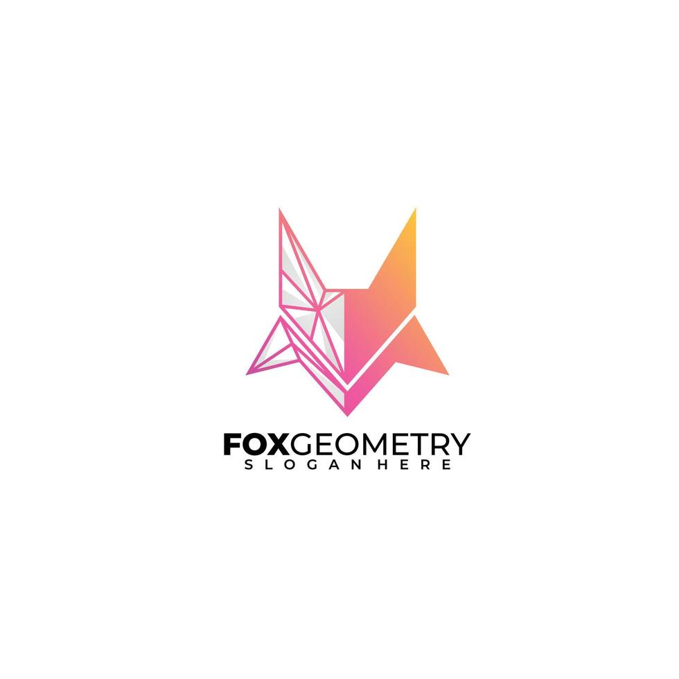 fox head logo geometry design gradient color icon vector
