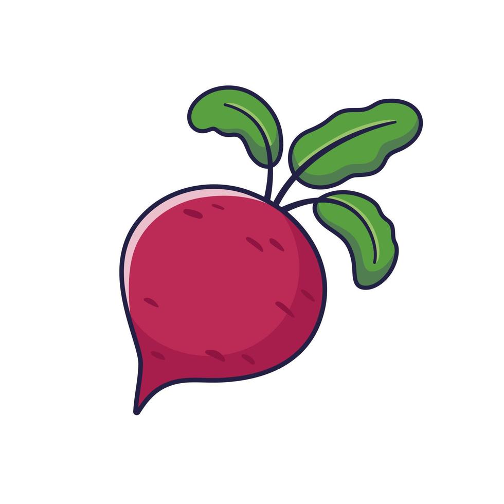 Cute beet root cartoon icon illustration. Food vegetable flat icon concept isolated on white background. Beet root illustration in Doodle style. vector