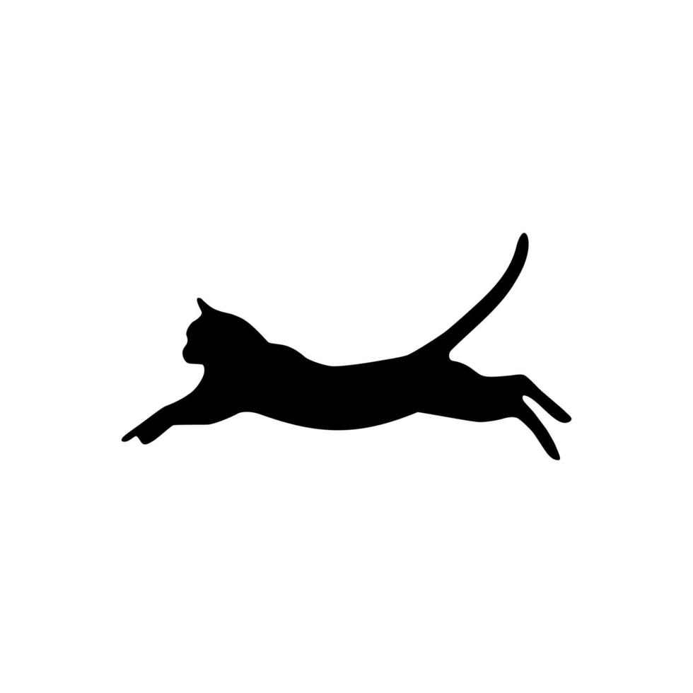 Jumping Cat Silhouette Illustration for Logo or Graphic Design Element. Vector Illustration