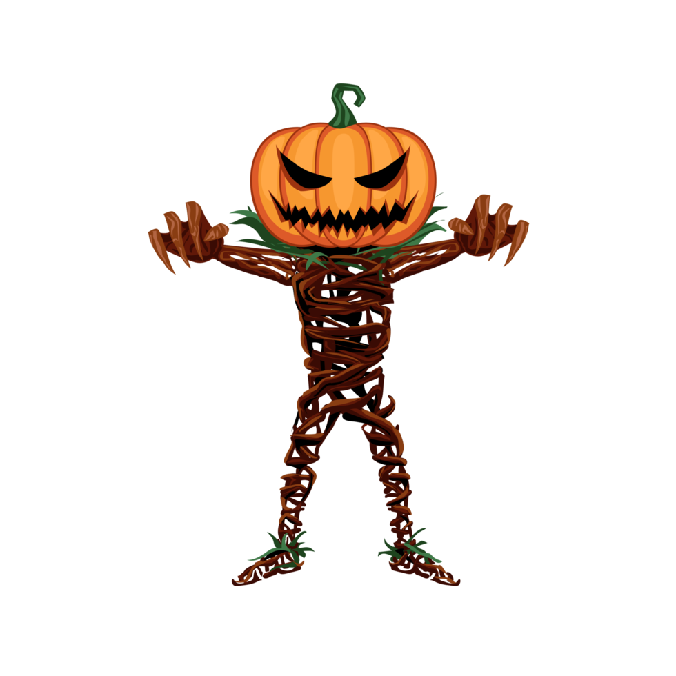 halloween pumpa. tecknad serie orange pumpa med en läskigt leende. de huvud symbol av halloween, höst högtider. png