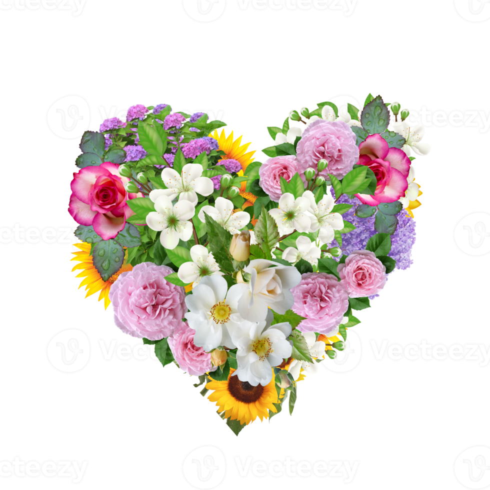 Flower Heart Clipart, Floral Heart, Heart PNG