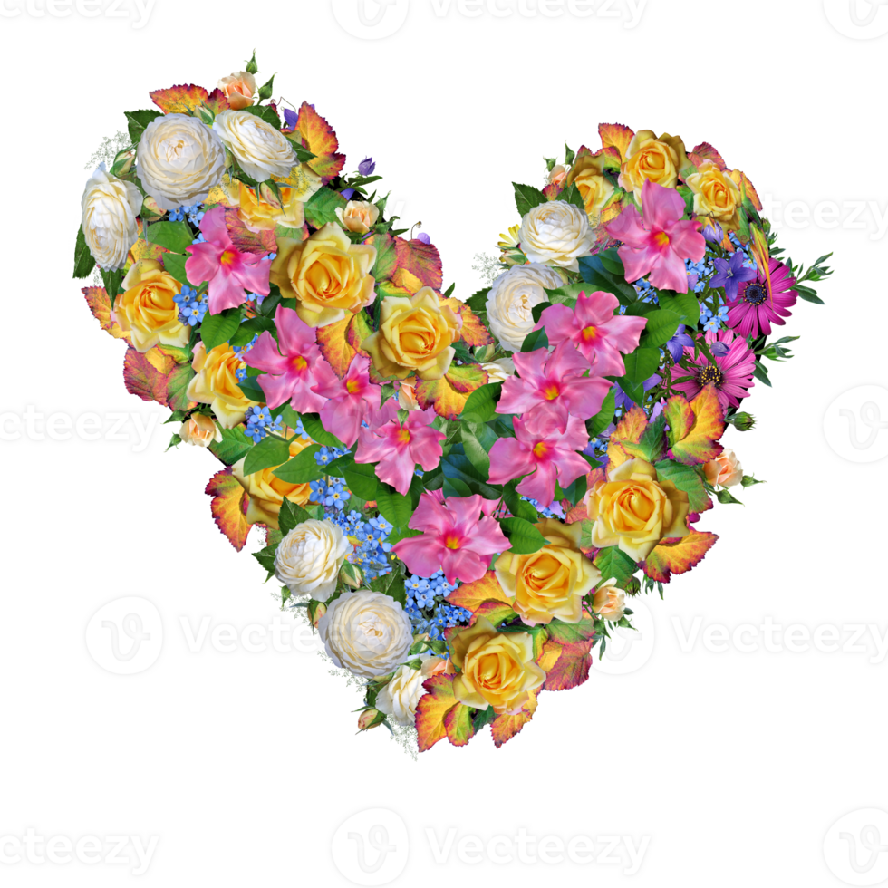 fleur coeur clipart, coeur floral, coeur png