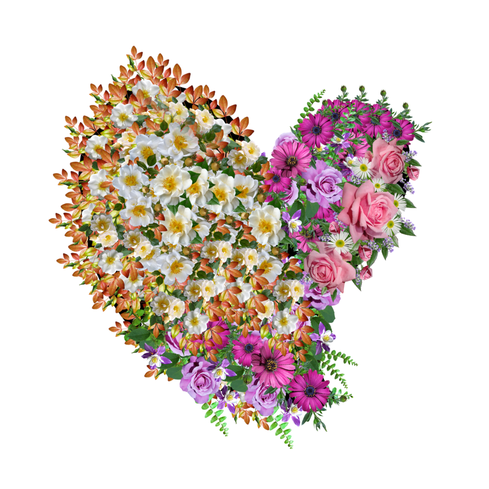 Flower Heart Clipart, Floral Heart, Heart PNG