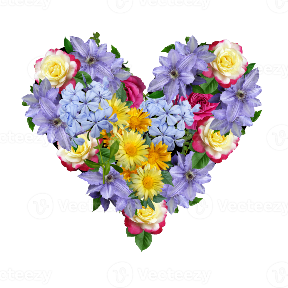 bloem hart clip art, bloemen hart, hart PNG