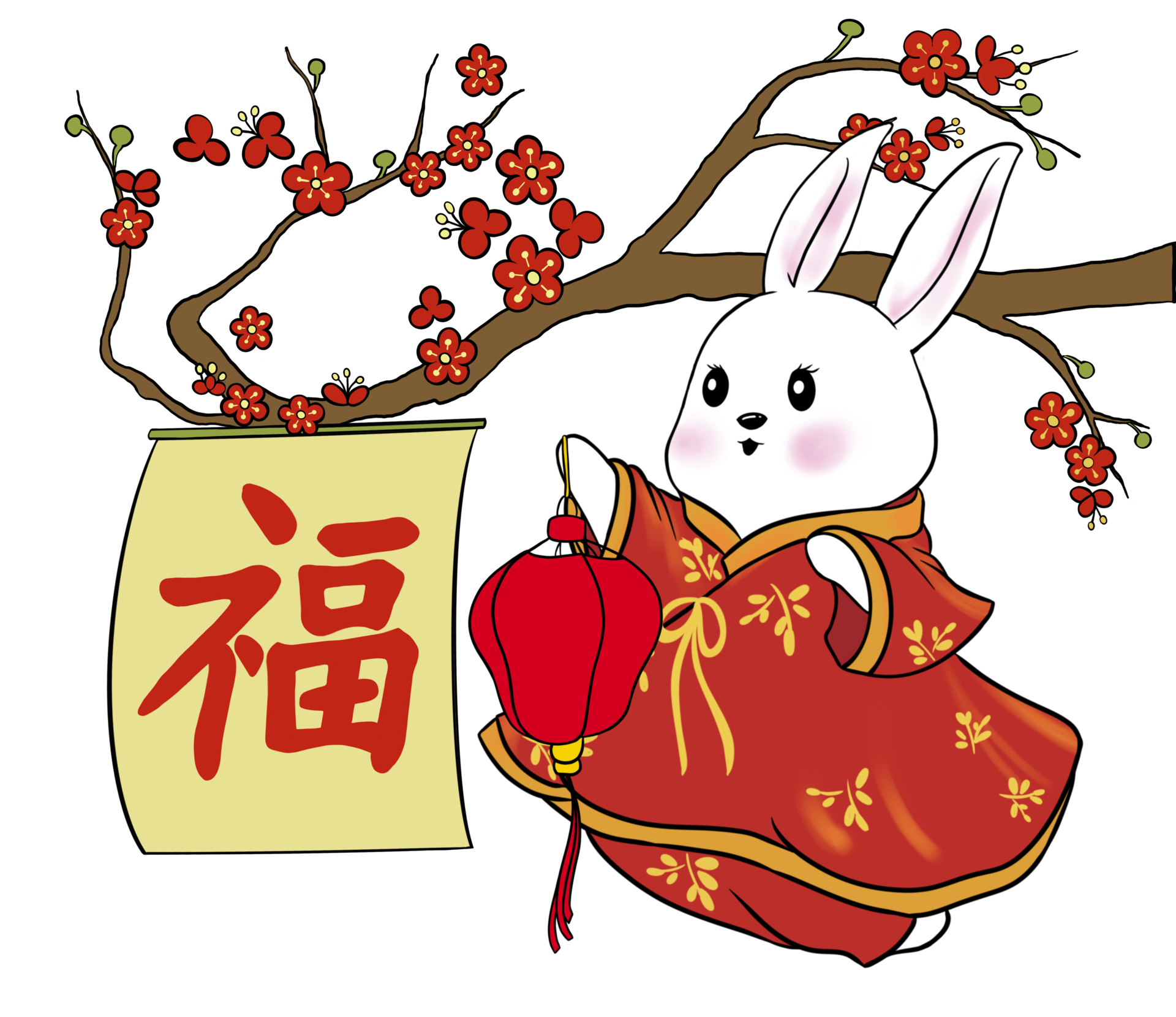 the-cute-rabbit-chinese-red-costume-holds-a-red-lamp-chinese