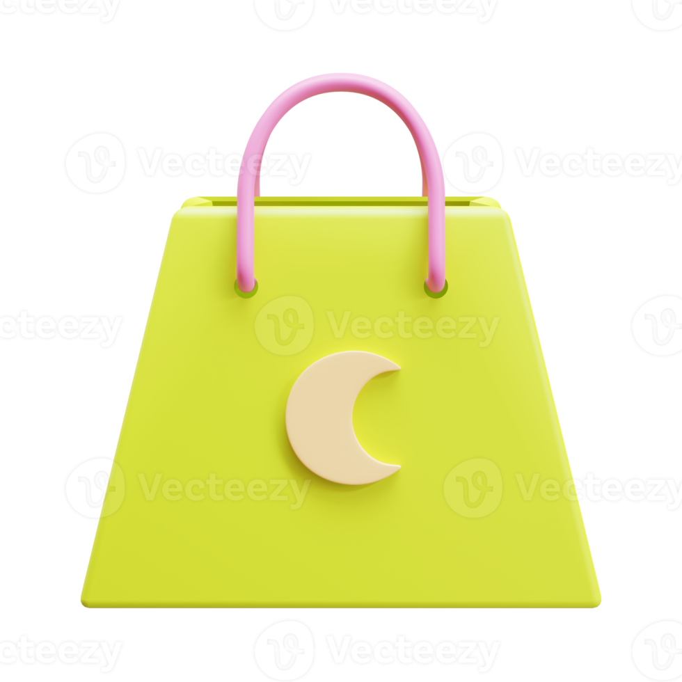 elemento de renderização 3d de sacola de compras do ramadã png