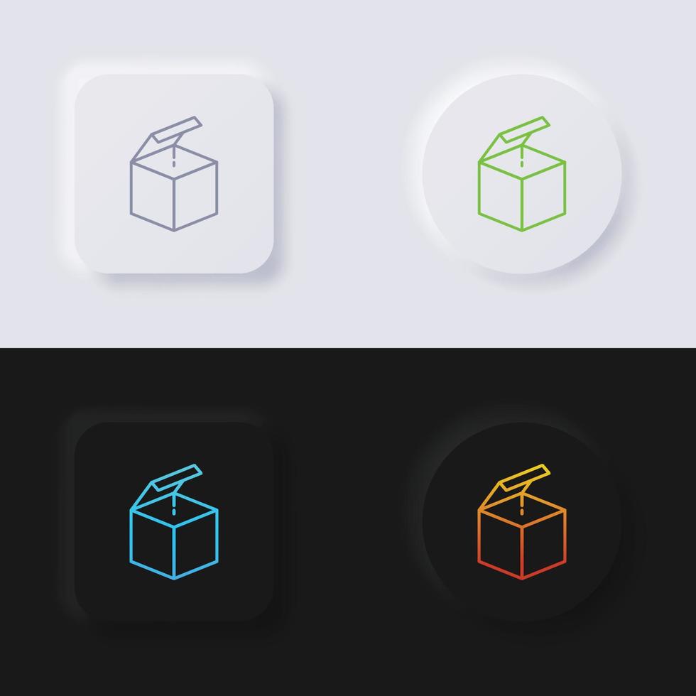 conjunto de iconos de caja, diseño de interfaz de usuario suave de botón de neumorfismo multicolor para diseño web, interfaz de usuario de aplicación y más, conjunto de iconos, botón, vector. vector