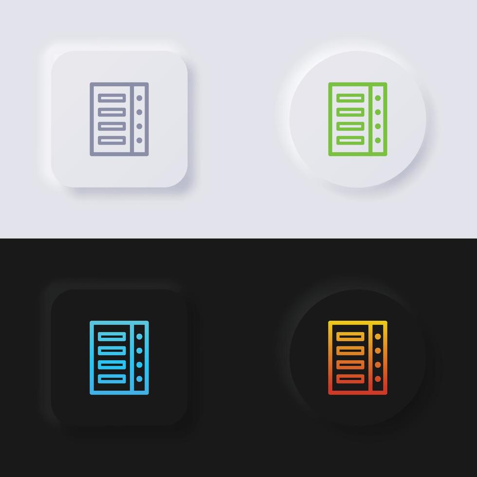 Server icon set, Multicolor neumorphism button soft UI Design for Web design, Application UI and more, Icon set, Button, Vector. vector