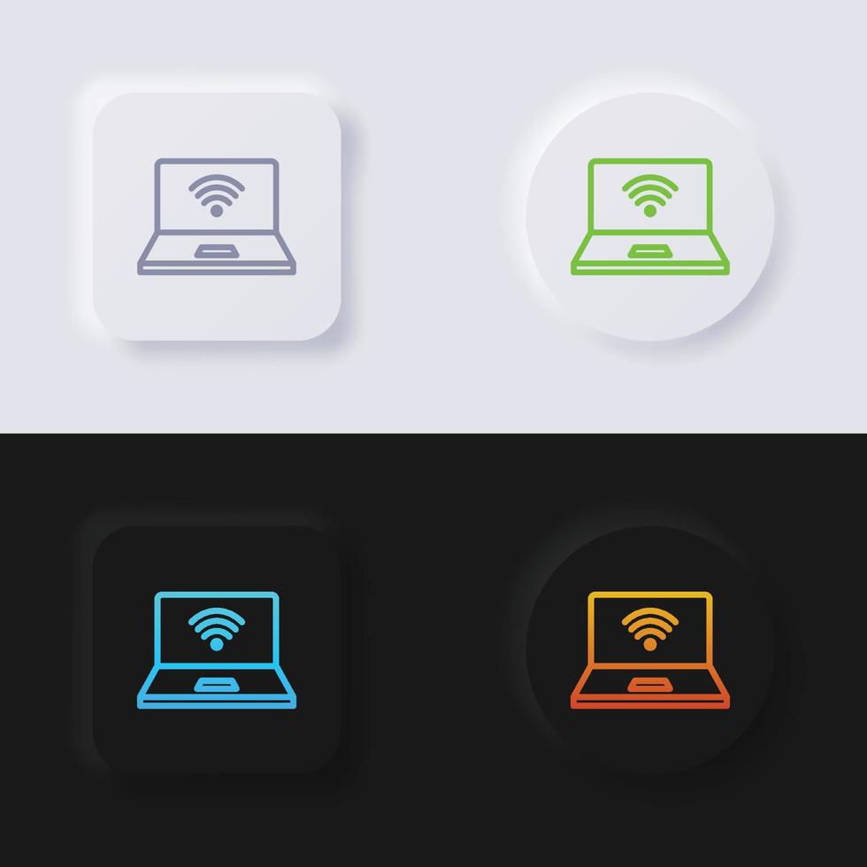 Computer laptop button icon set, Multicolor neumorphism button soft UI Design for Web design, Application UI and more, Button, Vector. vector