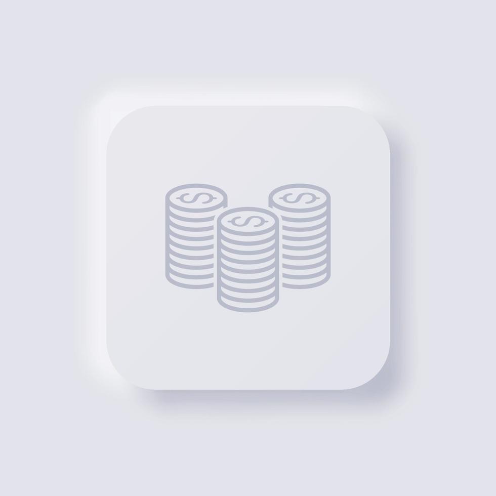 pila de icono de moneda, diseño de interfaz de usuario suave de neumorfismo blanco para diseño web, interfaz de usuario de aplicación y más, botón, vector. vector