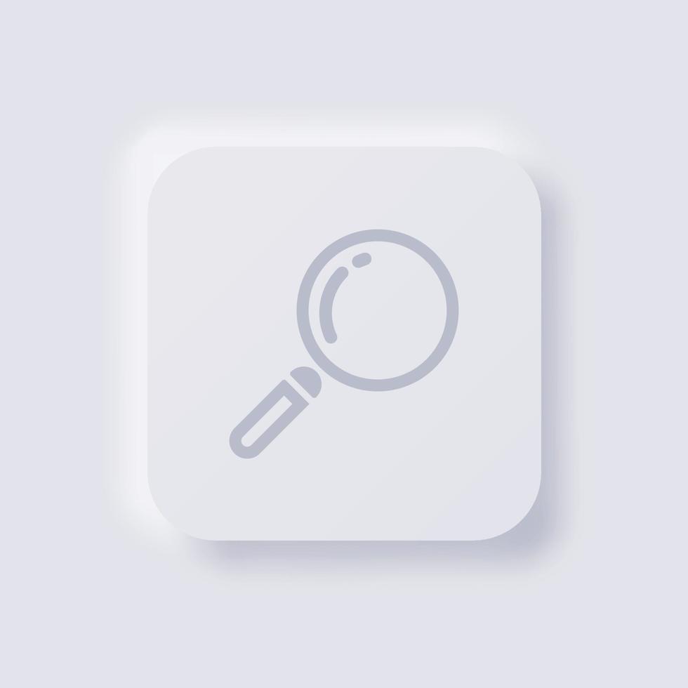 Magnifying glass icon, White Neumorphism soft UI Design for Web design, Application UI and more, Button, Vector. vector