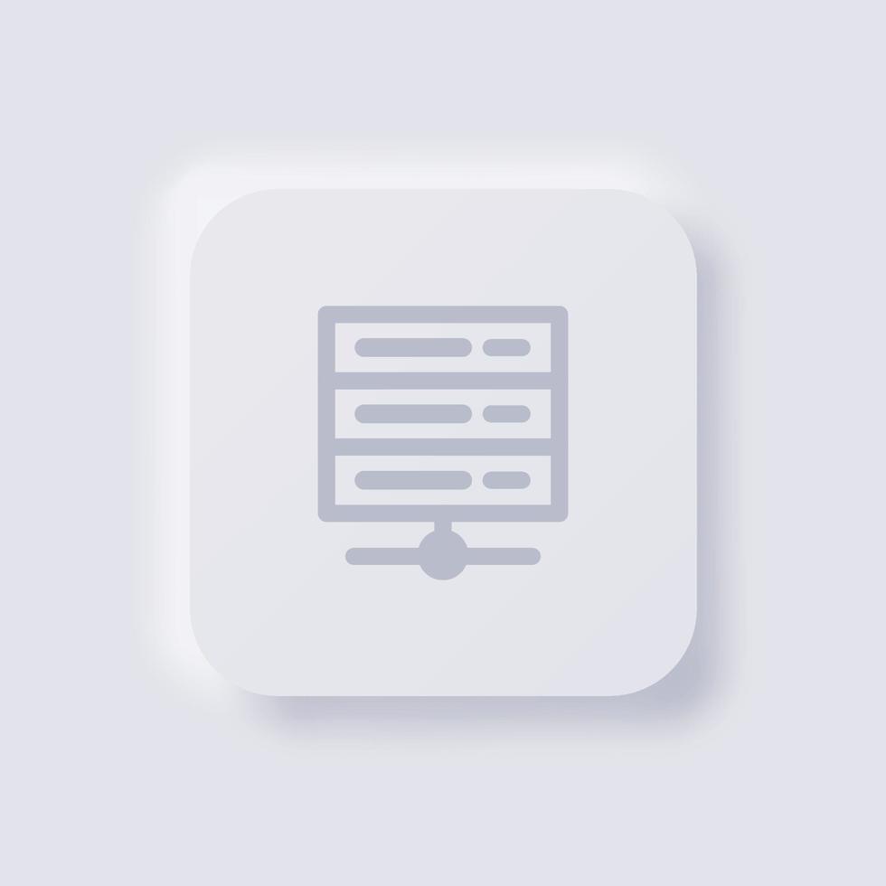 Server icon, White Neumorphism soft UI Design for Web design, Application UI and more, Button, Vector. vector