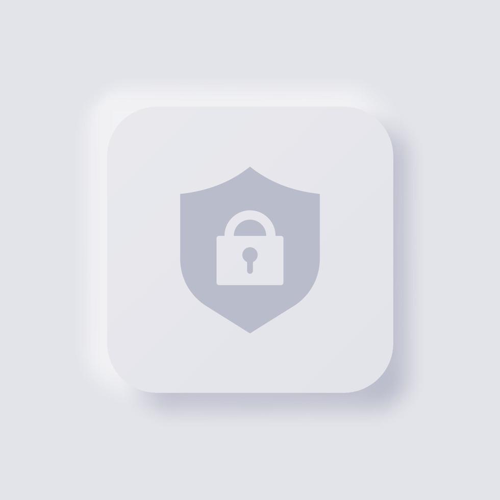 Shield icon, White Neumorphism soft UI Design for Web design, Application UI and more, Button, Vector. vector