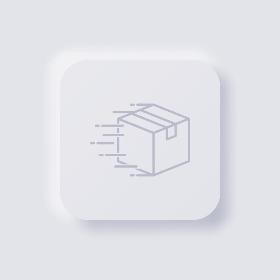 Box moving fast, Fast delivery concept, icon, White Neumorphism soft UI Design for Web design, Application UI and more, Button, Vector. vector