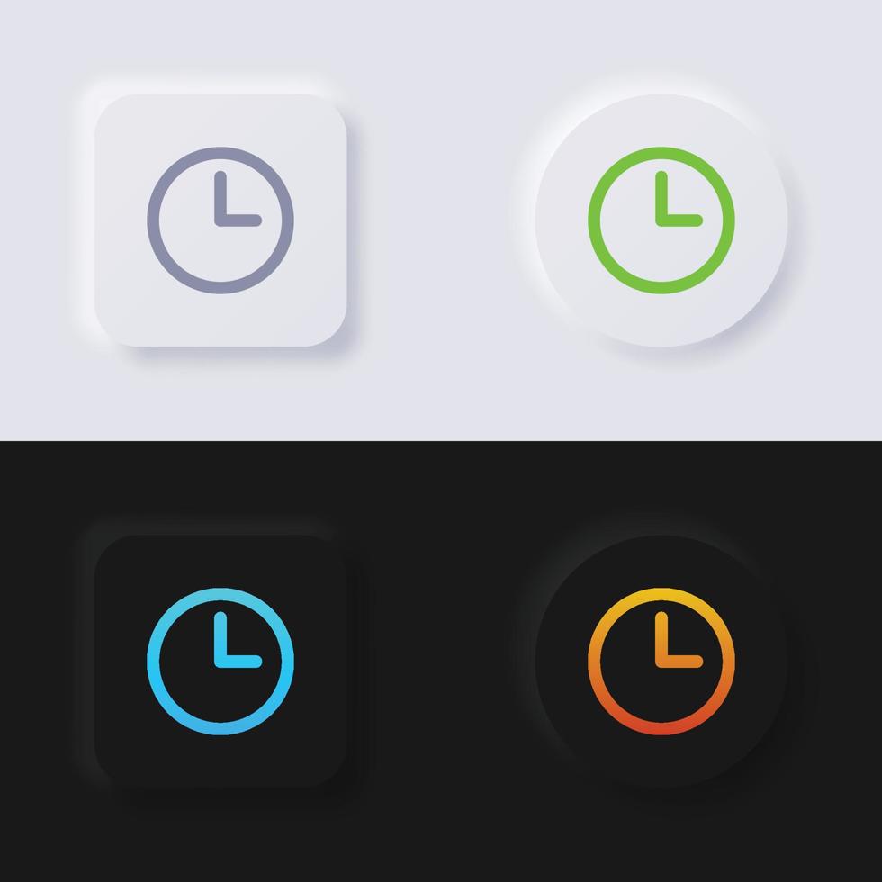 Analog clock icon set, Multicolor neumorphism button soft UI Design for Web design, Application UI and more, Button, Vector. vector