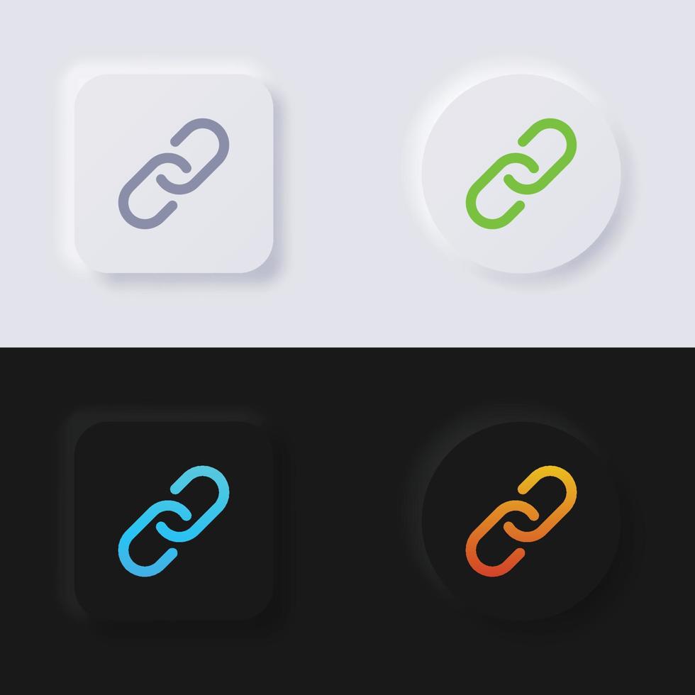 icono de cadena, símbolo de enlace, botón de neumorfismo multicolor diseño de interfaz de usuario suave para diseño web, interfaz de usuario de aplicación y más, conjunto de iconos, botón, vector. vector