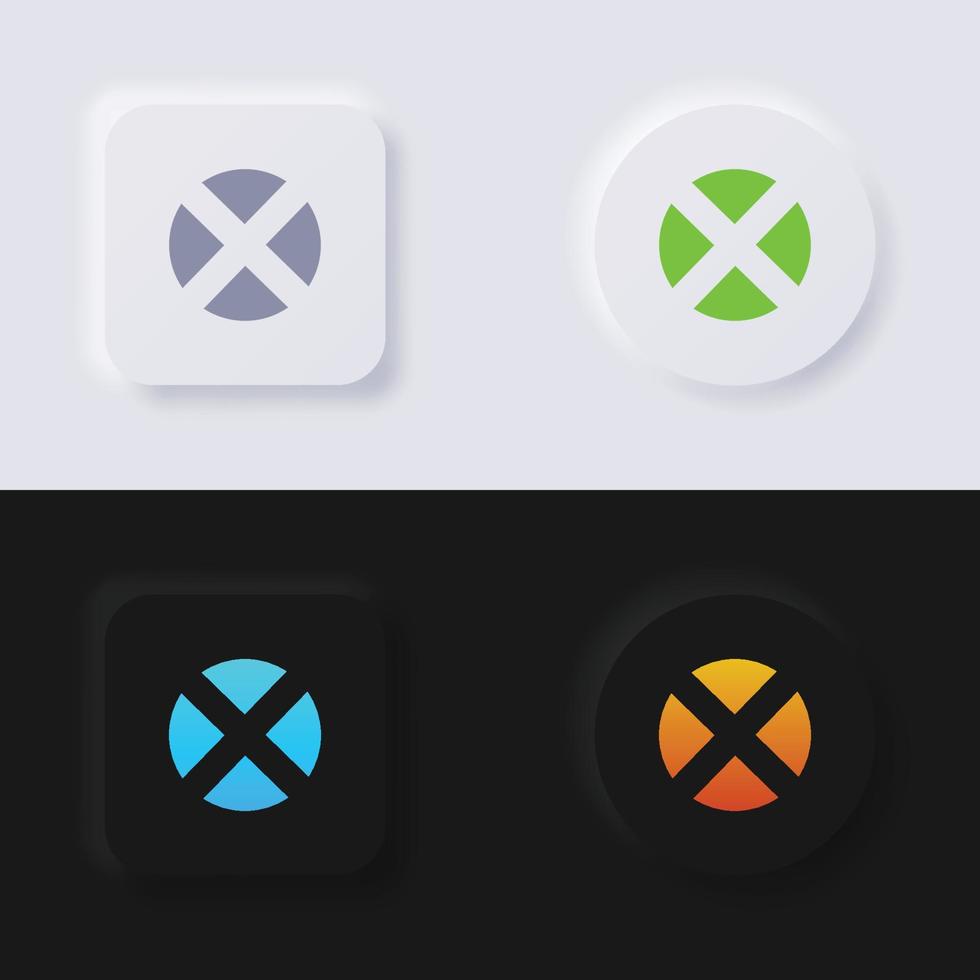 Cross icon set, Multicolor neumorphism button soft UI Design for Web design, Application UI and more, Button, Vector. vector
