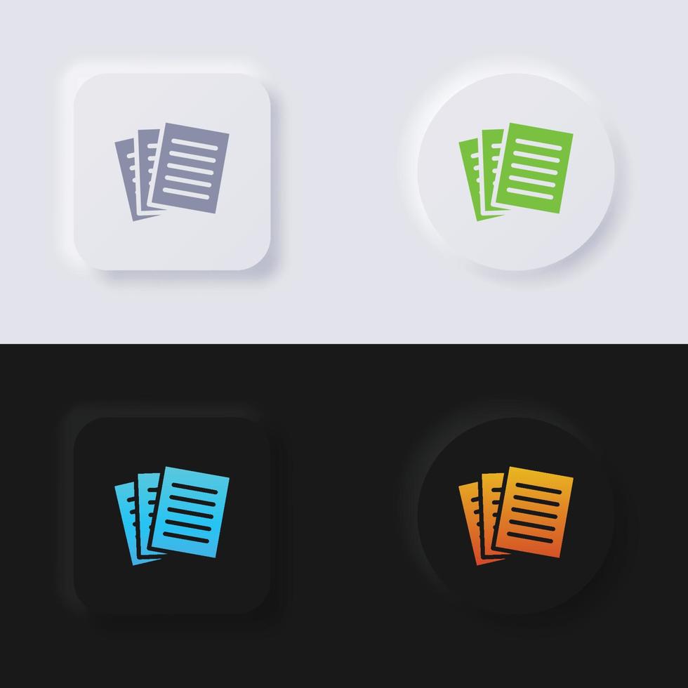 conjunto de iconos de papel, diseño de interfaz de usuario suave de botón de neumorfismo multicolor para diseño web, interfaz de usuario de aplicación y más, botón, vector. vector