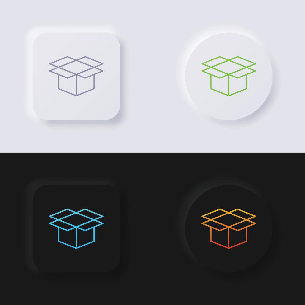 conjunto de iconos de caja, diseño de interfaz de usuario suave de botón de neumorfismo multicolor para diseño web, interfaz de usuario de aplicación y más, conjunto de iconos, botón, vector. vector