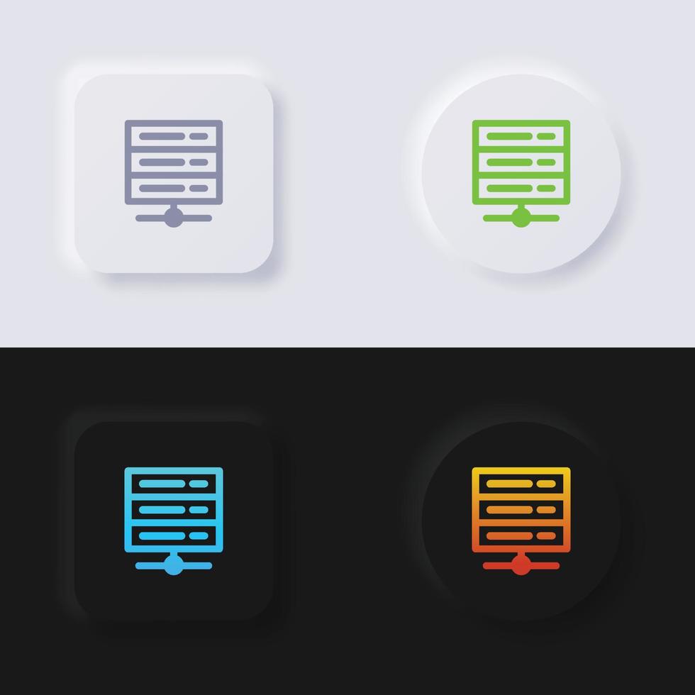 Server icon set, Multicolor neumorphism button soft UI Design for Web design, Application UI and more, Icon set, Button, Vector. vector