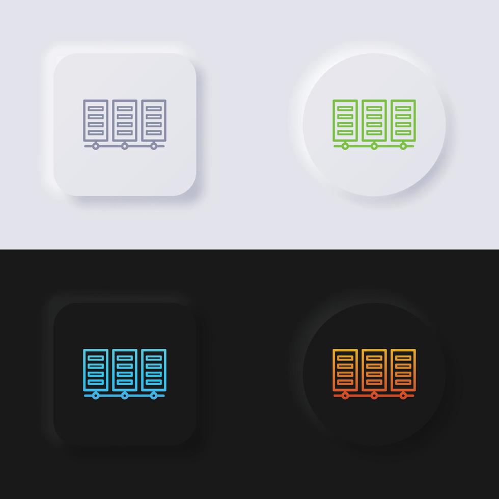 Server icon set, Multicolor neumorphism button soft UI Design for Web design, Application UI and more, Icon set, Button, Vector. vector