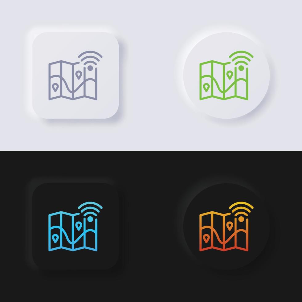 Map button icon set, Multicolor neumorphism button soft UI Design for Web design, Application UI and more, Button, Vector. vector