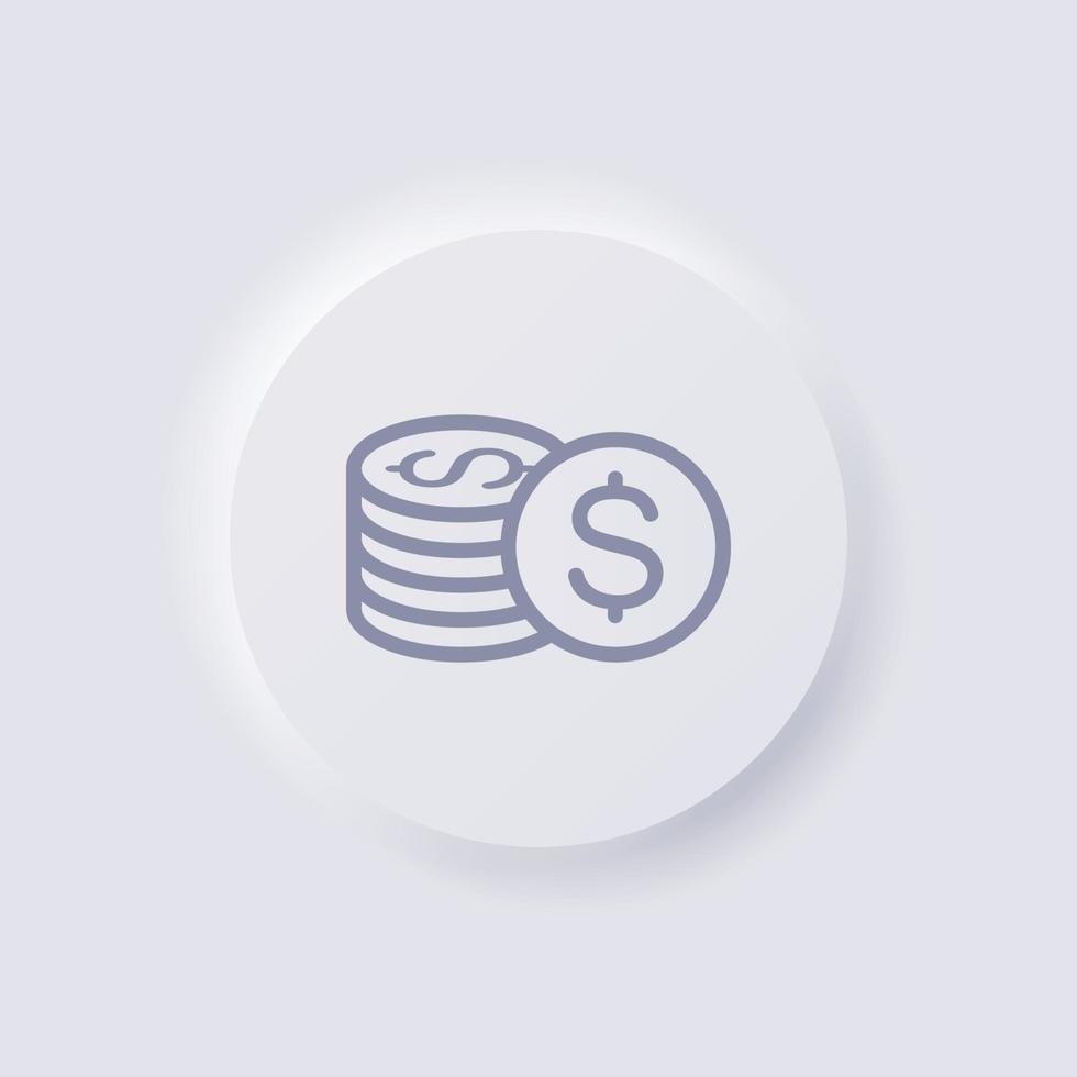 Coin icon, White Neumorphism soft UI Design for Web design, Application UI and more, Button, Vector. vector