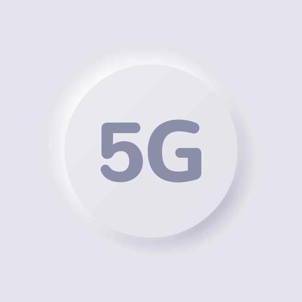 Icono de conexión a Internet 5g, diseño de interfaz de usuario suave de neumorfismo blanco para diseño web, interfaz de usuario de aplicación y más, botón, vector. vector