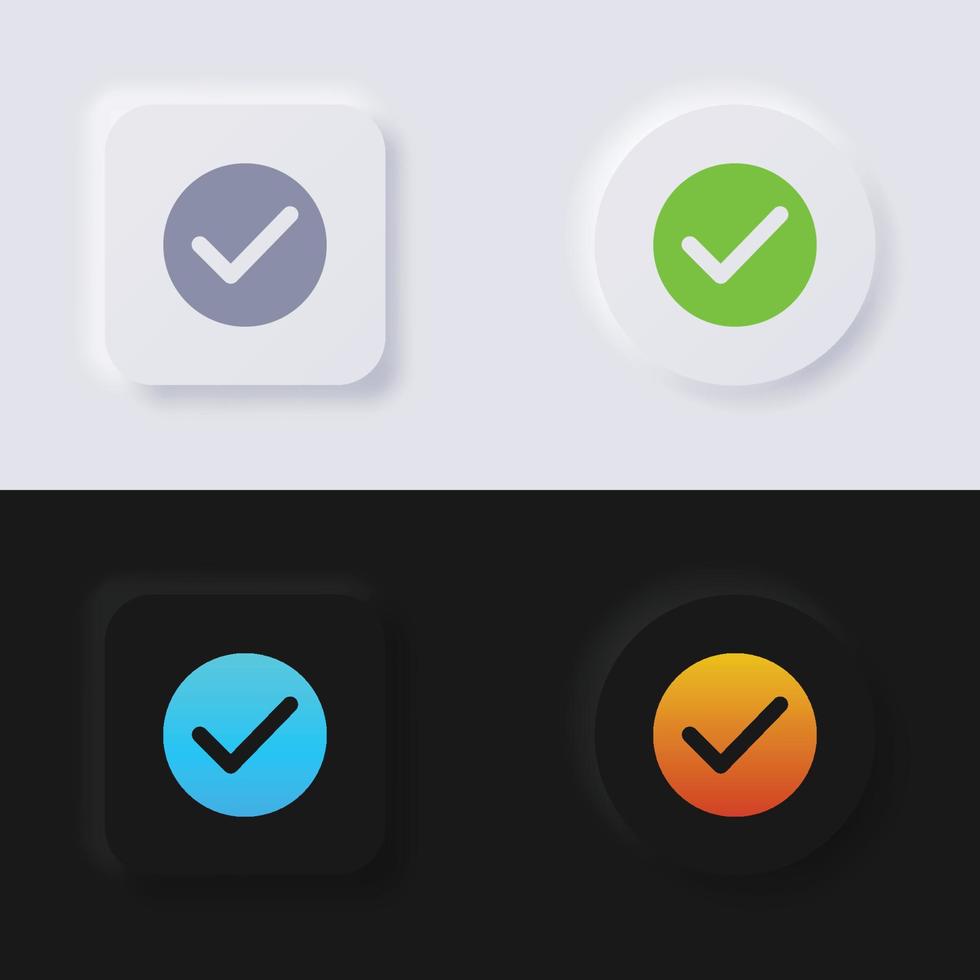 Check mark icon set, Multicolor neumorphism button soft UI Design for Web design, Application UI and more, Button, Vector. vector