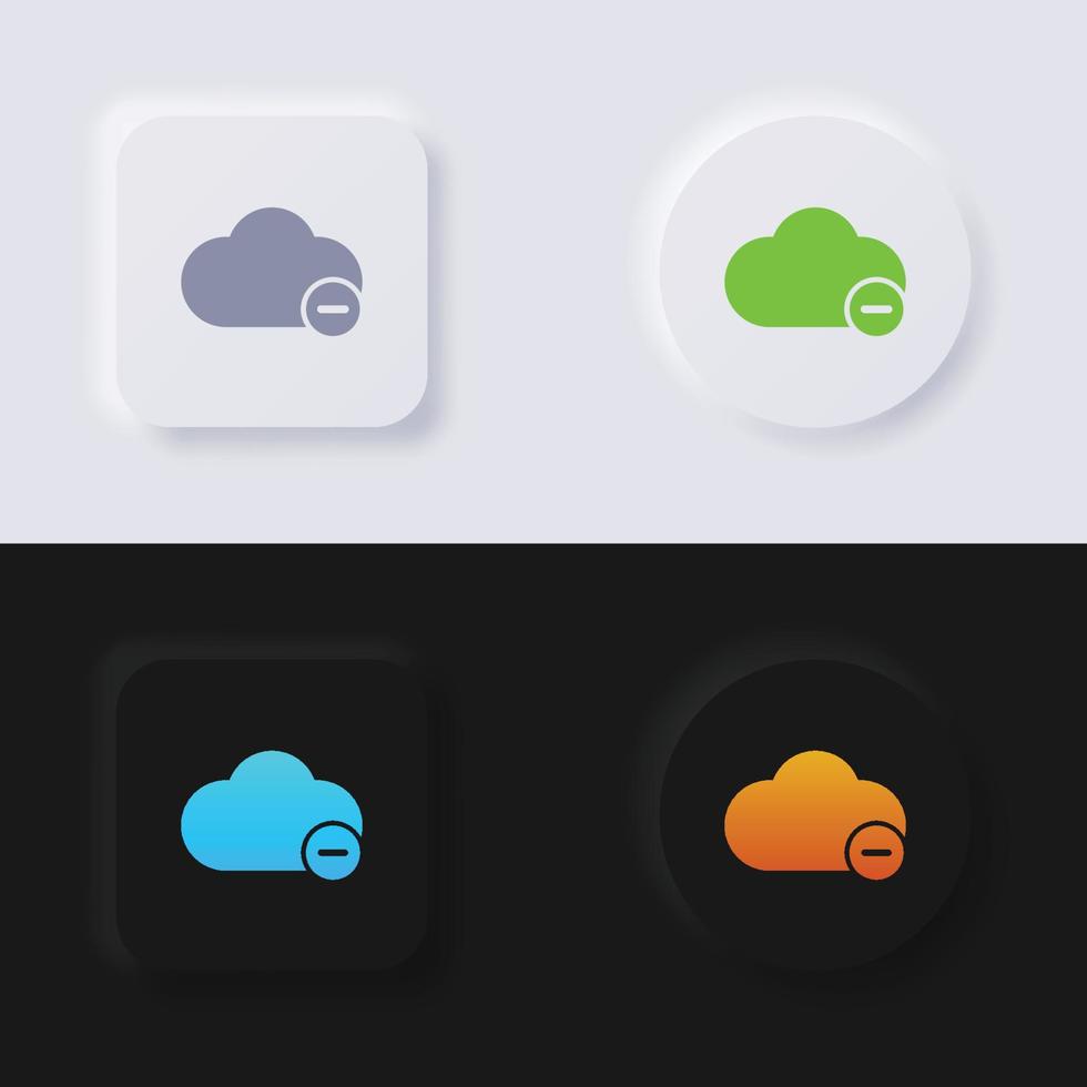 Cloud icon with minus symbol, Multicolor neumorphism button soft UI Design for Web design, Application UI and more, Icon set, Button, Vector. vector