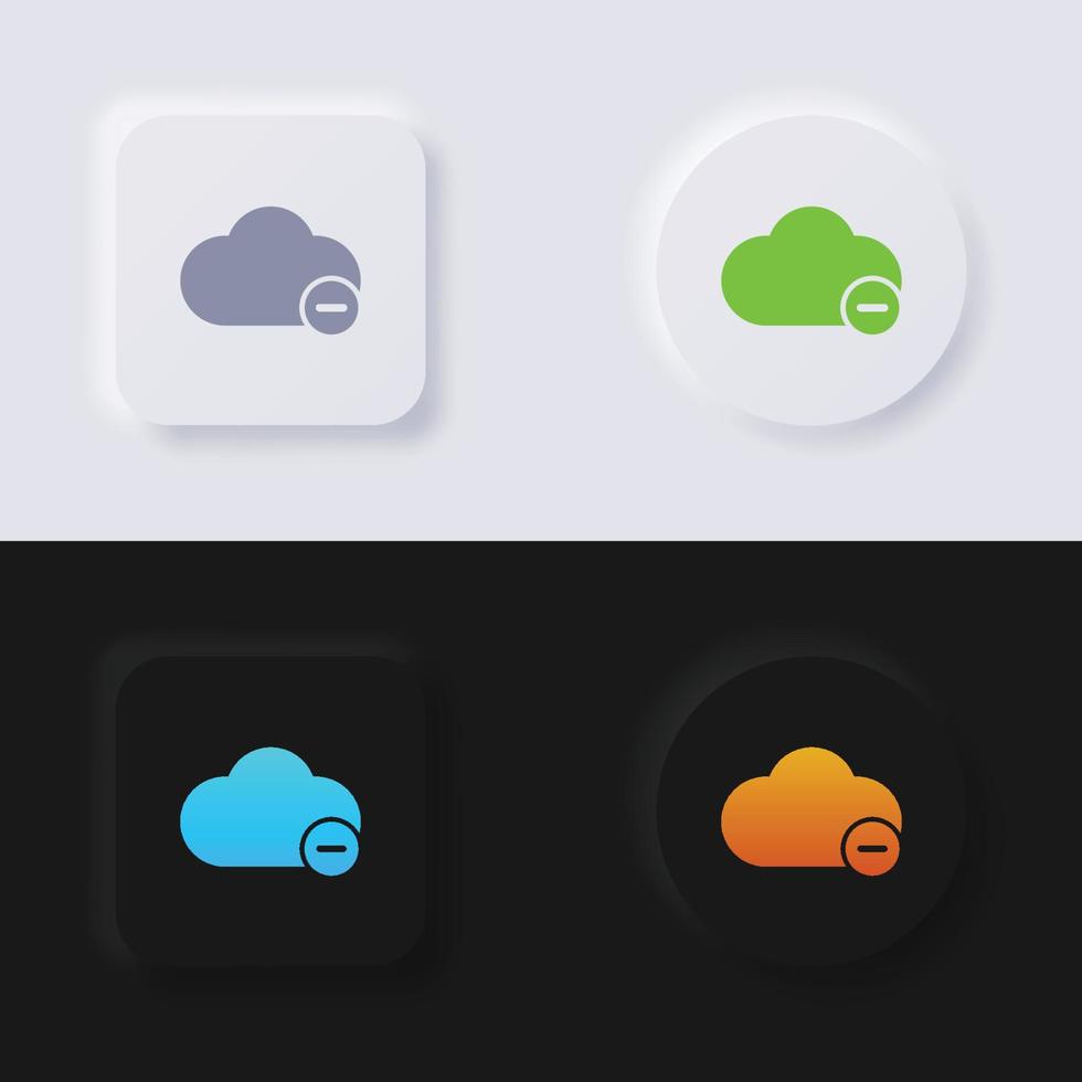 icono de nube con símbolo menos, botón de neumorfismo multicolor diseño de interfaz de usuario suave para diseño web, interfaz de usuario de aplicación y más, conjunto de iconos, botón, vector. vector