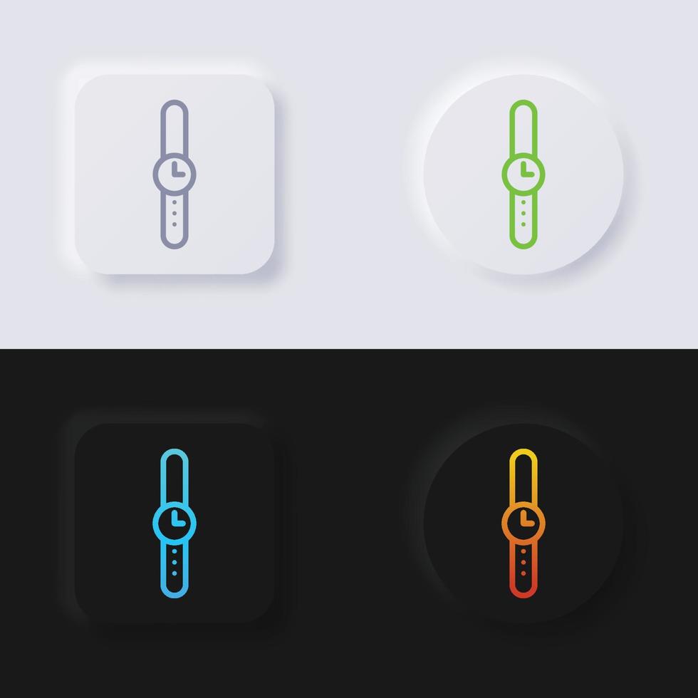 conjunto de iconos de reloj de pulsera, diseño de interfaz de usuario suave de botón de neumorfismo multicolor para diseño web, interfaz de usuario de aplicación y más, botón, vector. vector