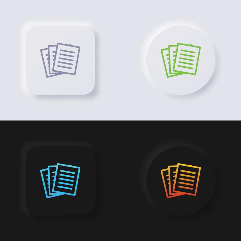 conjunto de iconos de papel, diseño de interfaz de usuario suave de botón de neumorfismo multicolor para diseño web, interfaz de usuario de aplicación y más, botón, vector. vector