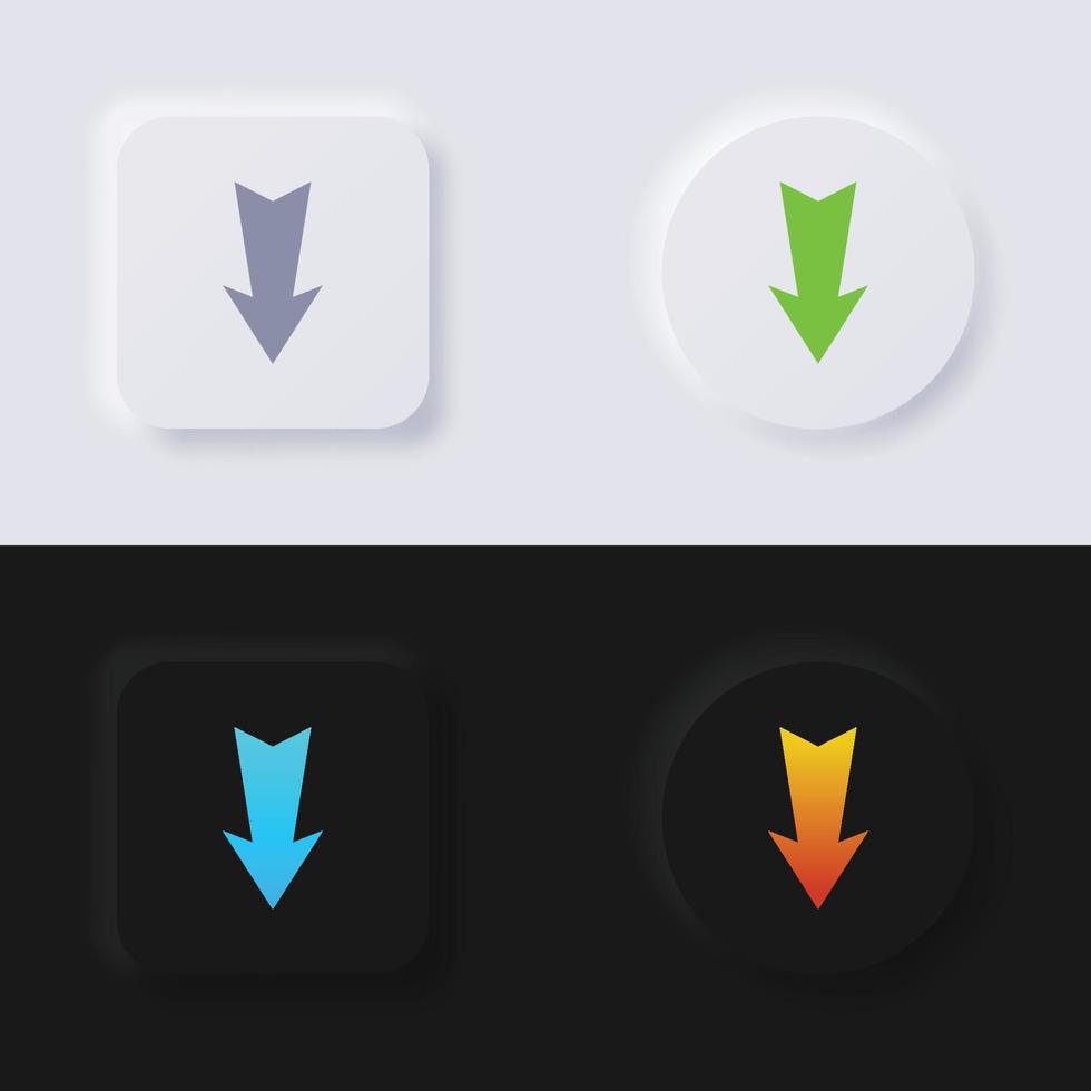 Download button, Arrow Icon set, Multicolor neumorphism button soft UI Design for Web design, Application UI and more, Button, Vector. vector