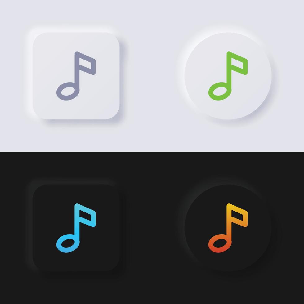 Music note button icon set, Multicolor neumorphism button soft UI Design for Web design, Application UI and more, Button, Vector. vector