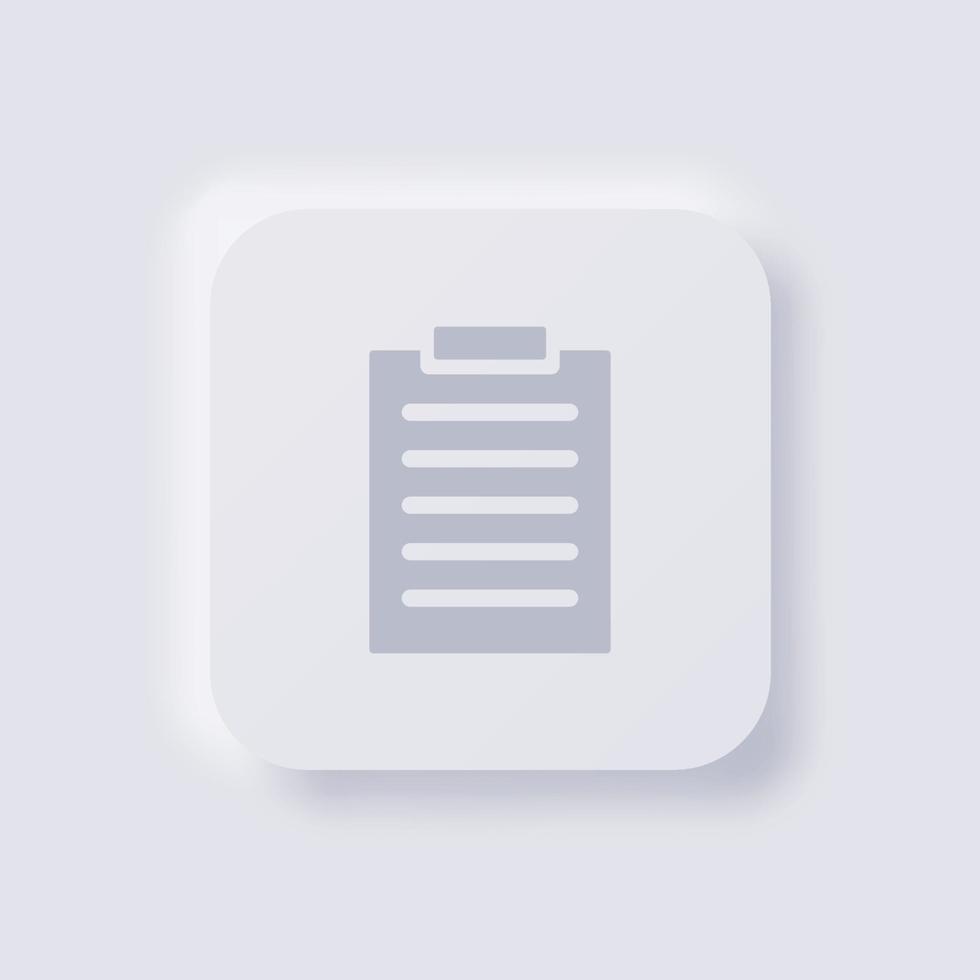 Clipboard icon, White Neumorphism soft UI Design for Web design, Application UI and more, Button, Vector. vector