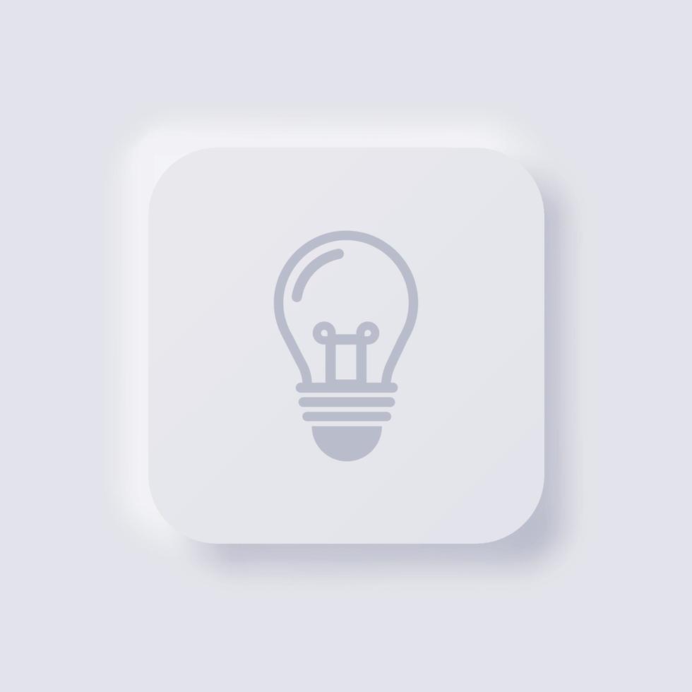 Lightbulb icon, White Neumorphism soft UI Design for Web design, Application UI and more, Button, Vector. vector
