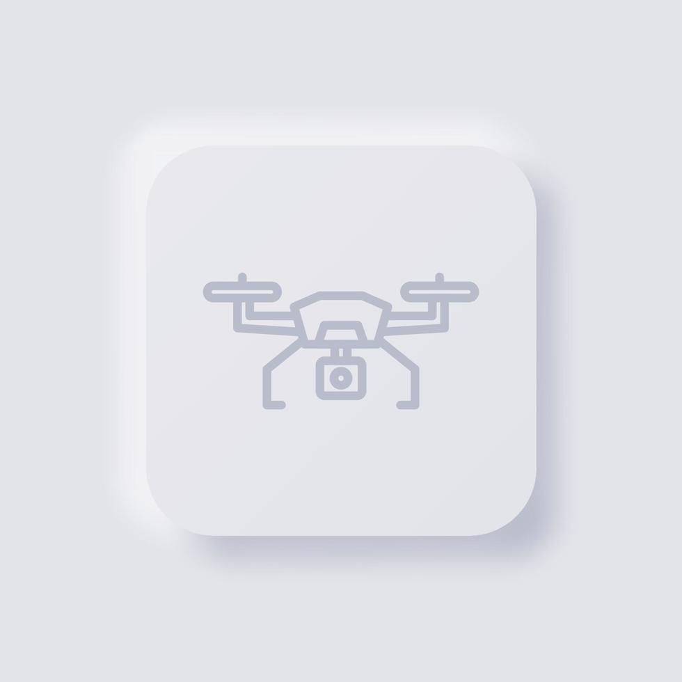 Drone icon, White Neumorphism soft UI Design for Web design, Application UI and more, Button, Vector. vector