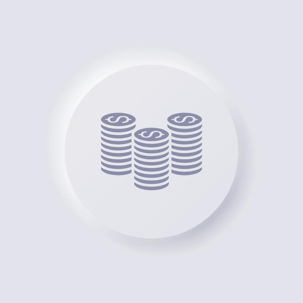 Coin icon, White Neumorphism soft UI Design for Web design, Application UI and more, Button, Vector. vector