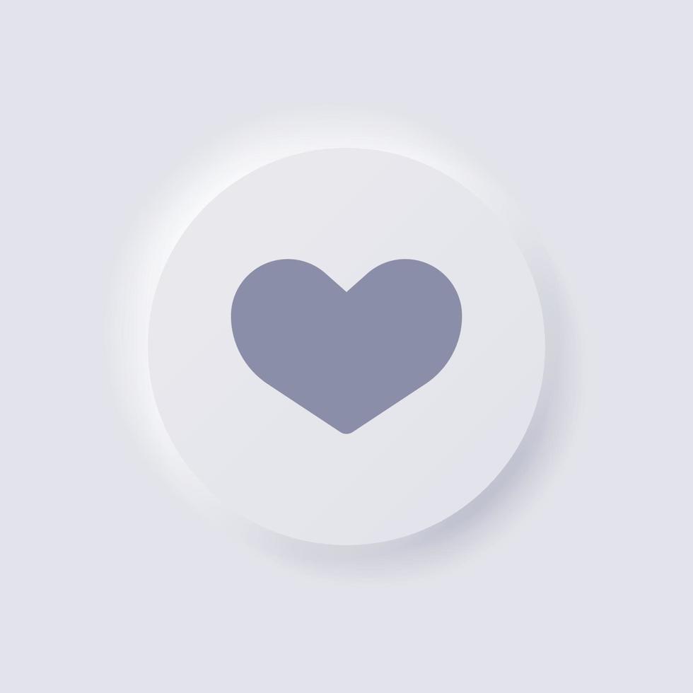 icono de corazón, icono de símbolo favorito, diseño de interfaz de usuario suave de neumorfismo blanco para diseño web, interfaz de usuario de aplicación y más, botón, vector. vector
