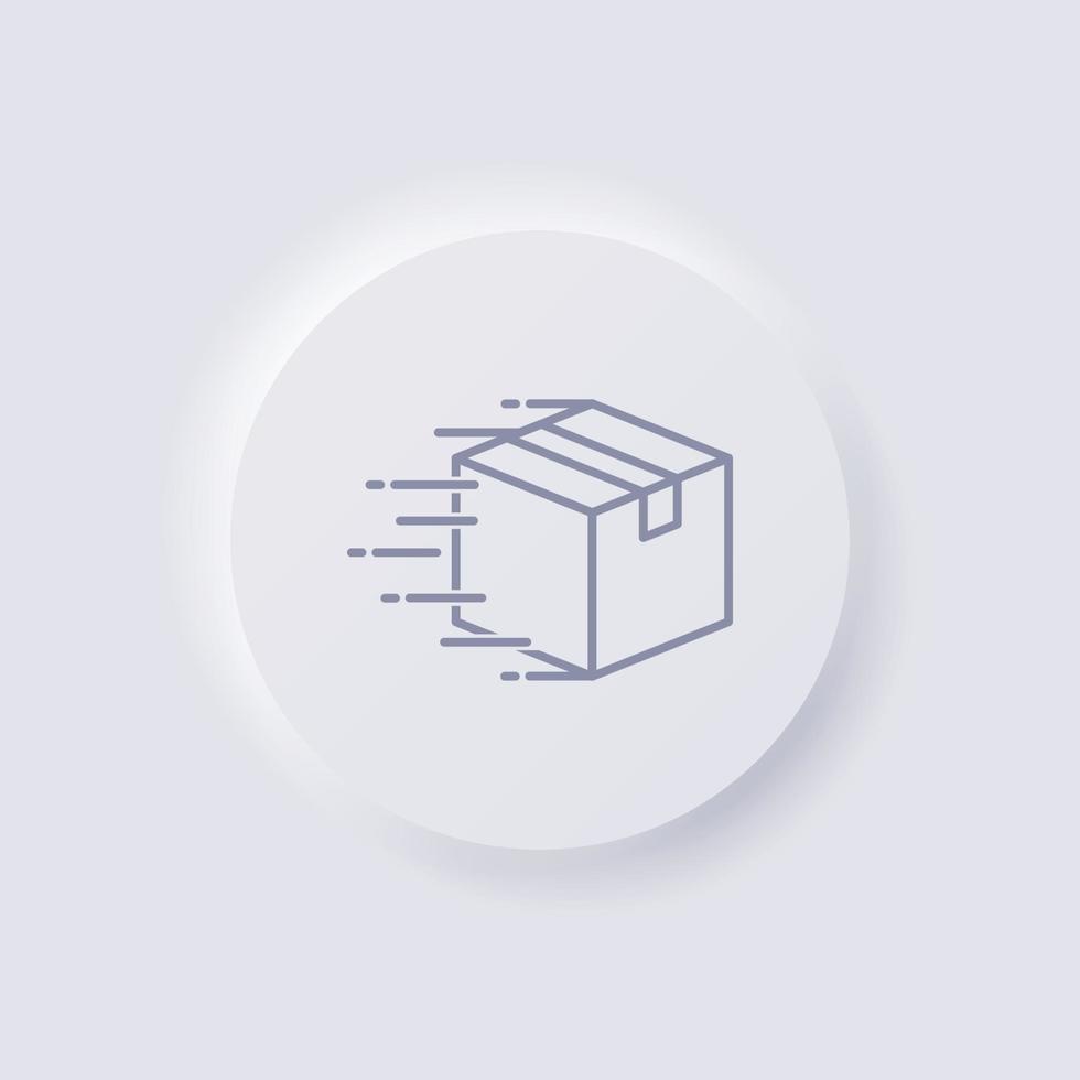 Box moving fast, Fast delivery concept, icon, White Neumorphism soft UI Design for Web design, Application UI and more, Button, Vector. vector