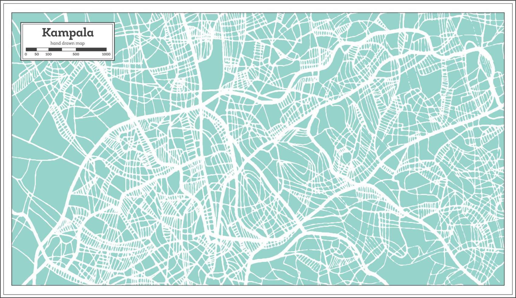 Kampala Uganda City Map in Retro Style. Outline Map. vector